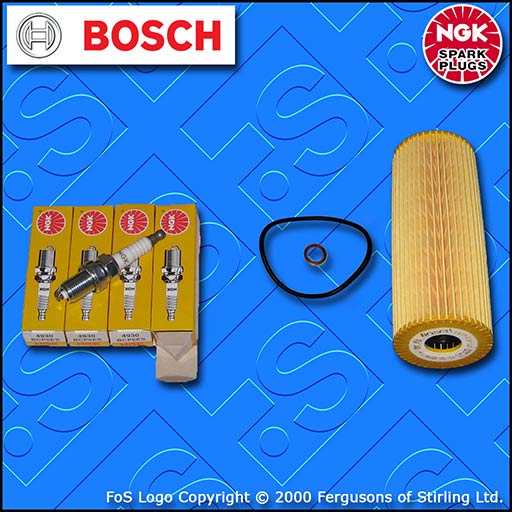 SERVICE KIT for MERCEDES C180 S202 W202 BOSCH OIL FILTER & NGK PLUGS (1994-1998)