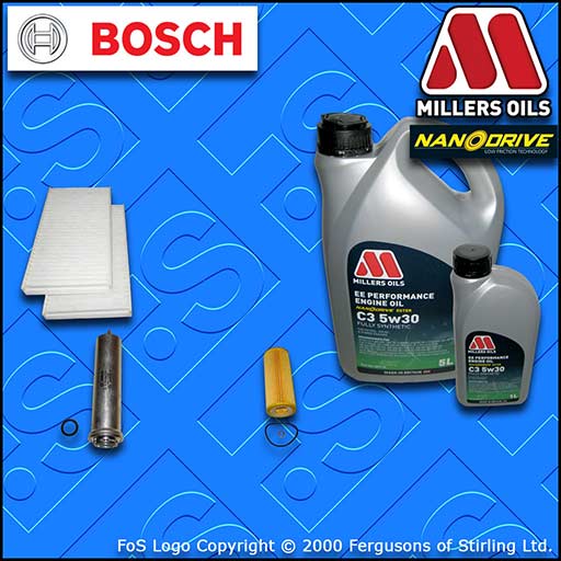 SERVICE KIT BMW 5 SERIES 520D E60 E61 M47 OIL FUEL CABIN FILTER +OIL (2005-2007)