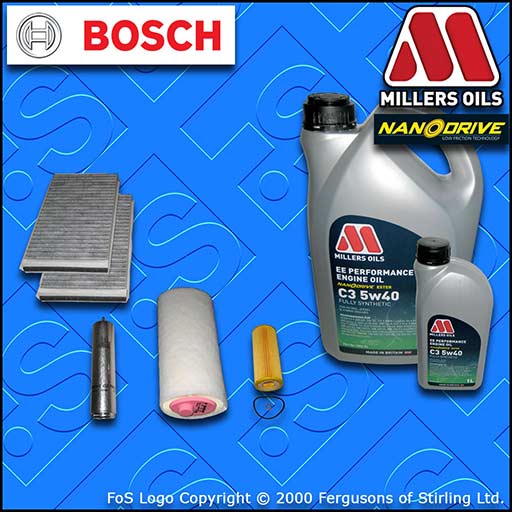 SERVICE KIT BMW 5 SERIES 520D E60 E61 M47 OIL AIR FUEL CABIN FILTER +OIL (05-07)