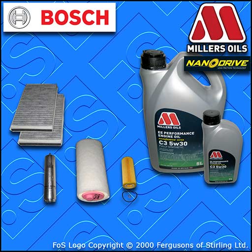 SERVICE KIT BMW 5 SERIES 520D E60 E61 M47 OIL AIR FUEL CABIN FILTER +OIL (05-07)