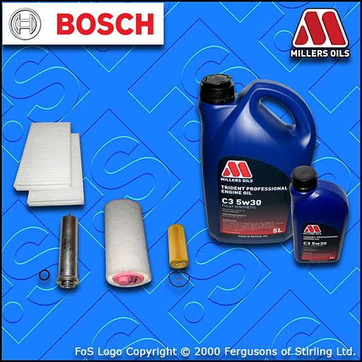 SERVICE KIT BMW 5 SERIES 520D E60 E61 M47 OIL AIR FUEL CABIN FILTER +OIL (05-07)