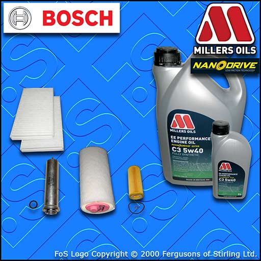 SERVICE KIT BMW 5 SERIES 520D E60 E61 M47 OIL AIR FUEL CABIN FILTER +OIL (05-07)