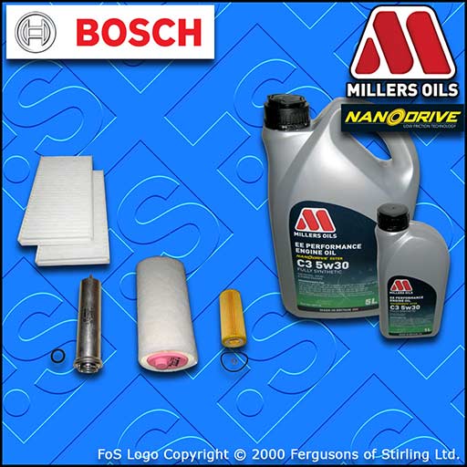 SERVICE KIT BMW 5 SERIES 520D E60 E61 M47 OIL AIR FUEL CABIN FILTER +OIL (05-07)