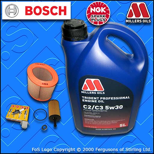 SERVICE KIT for PEUGEOT 106 1.1 OIL AIR FILTERS PLUGS +5w30 FS OIL (2000-2004)