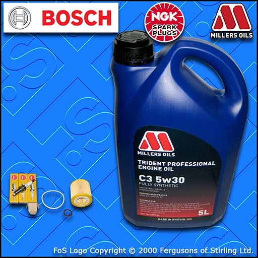 SERVICE KIT for VW FOX 1.2 BMD OIL FILTER SPARK PLUGS +5L 5w30 LL OIL 2005-2007
