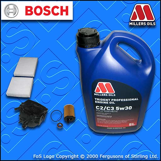 SERVICE KIT for PEUGEOT 207 1.6 HDI CC SW OIL FUEL CABIN FILTER +OIL (2006-2009)