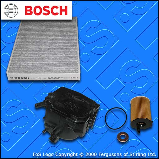 SERVICE KIT for PEUGEOT 407 1.6 HDI BOSCH OIL FUEL CABIN FILTERS (2008-2010)