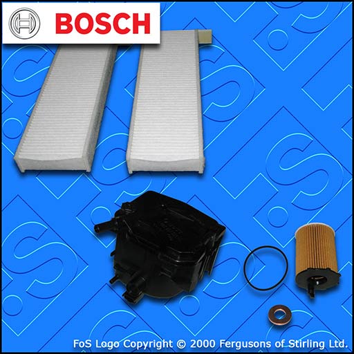 SERVICE KIT for PEUGEOT PARTNER 1.6 HDI BOSCH OIL FUEL CABIN FILTERS (2008-2011)