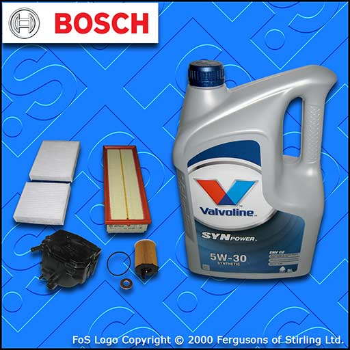 SERVICE KIT for PEUGEOT 207 1.6 HDI CC SW OIL AIR FUEL CABIN FILTER +OIL (06-09)