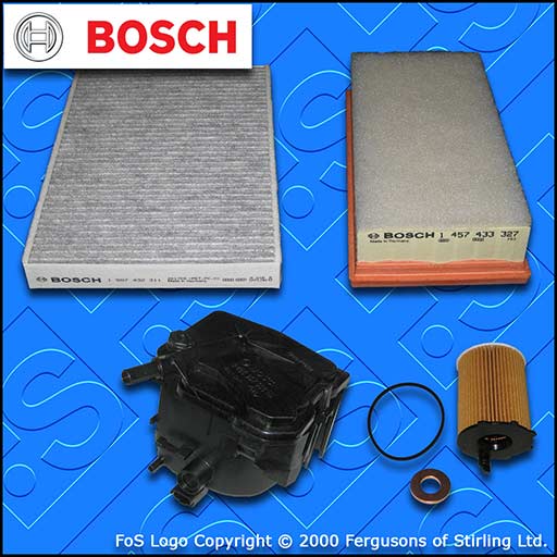 SERVICE KIT for PEUGEOT 407 1.6 HDI BOSCH OIL AIR FUEL CABIN FILTERS (2008-2010)