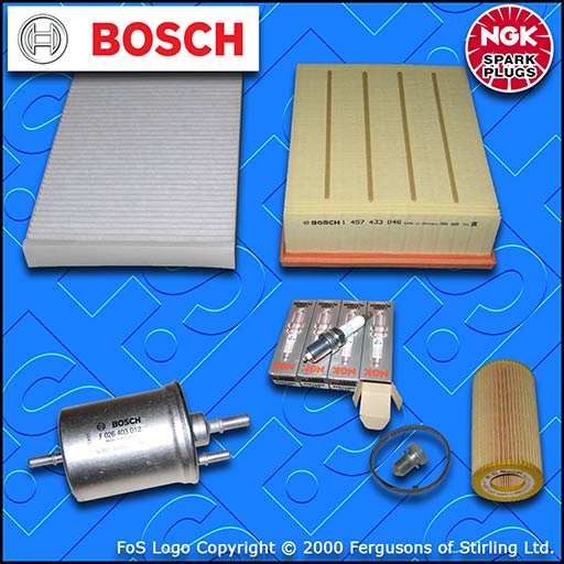 Audi A4 2.0 TFSI Service Kit Oil Air Filter Spark Plugs 2004 to 2009 BOSCH