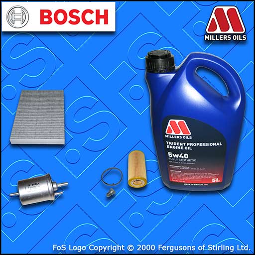 SERVICE KIT AUDI A4 (B7) 2.0 16V TFSI OIL FUEL CABIN FILTER+5w40 OIL (2004-2008)