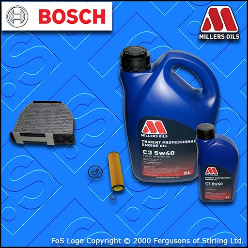 SERVICE KIT for MERCEDES C-CLASS 204 C180K C200K OIL CABIN FILTER +OIL 2007-2014