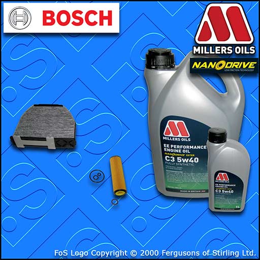 SERVICE KIT for MERCEDES C-CLASS 204 C180K C200K OIL CABIN FILTER +OIL 2007-2014