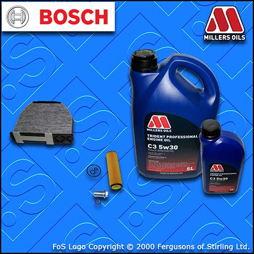 SERVICE KIT for MERCEDES C-CLASS 204 C180K C200K OIL CABIN FILTER +OIL 2007-2014