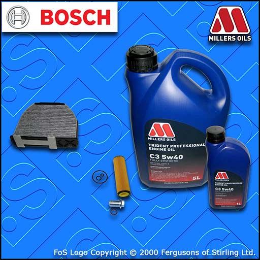 SERVICE KIT for MERCEDES C-CLASS 204 C180K C200K OIL CABIN FILTER +OIL 2007-2014