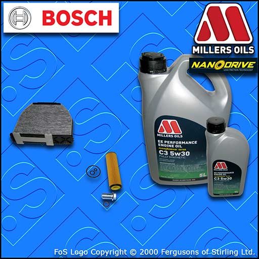 SERVICE KIT for MERCEDES C-CLASS 204 C180K C200K OIL CABIN FILTER +OIL 2007-2014