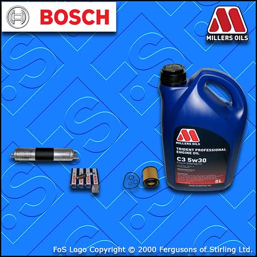 SERVICE KIT BMW 3 SERIES E46 318I N46 BOSCH OIL FUEL FILTER PLUGS +OIL 2004-2007