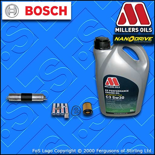 SERVICE KIT BMW 3 SERIES E46 316I N46 BOSCH OIL FUEL FILTER PLUGS +OIL 2004-2005