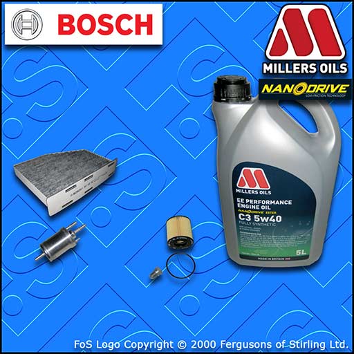 SERVICE KIT for AUDI A3 (8P) 1.6 FSI OIL FUEL CABIN FILTER +5w40 OIL (2003-2007)