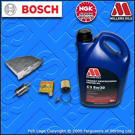 SERVICE KIT for AUDI A3 (8P) 1.6 FSI OIL FUEL CABIN FILTER PLUGS+OIL (2003-2007)