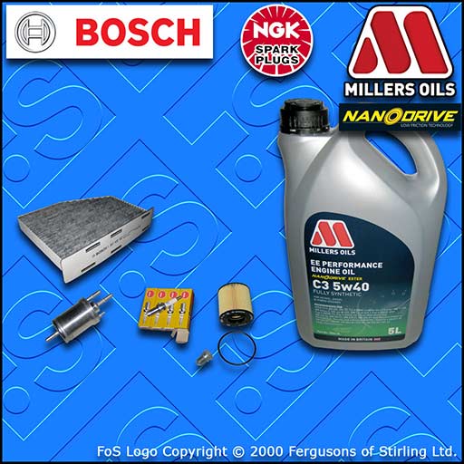 SERVICE KIT for AUDI A3 (8P) 1.6 FSI OIL FUEL CABIN FILTER PLUGS+OIL (2003-2007)