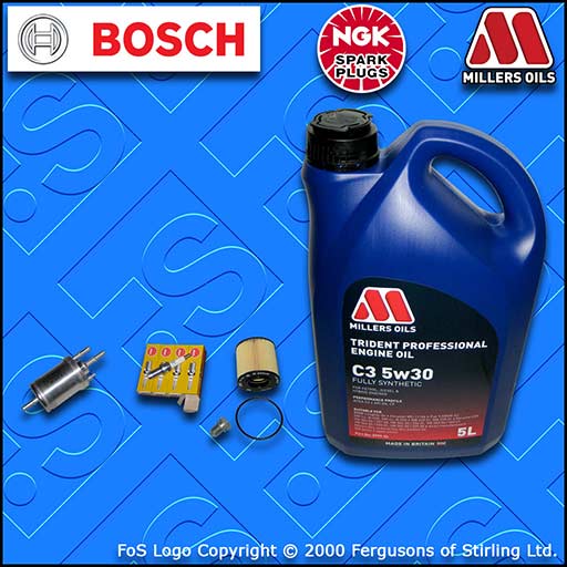 SERVICE KIT for AUDI A3 (8P) 1.6 FSI OIL FUEL FILTER PLUGS +5w30 OIL (2003-2007)