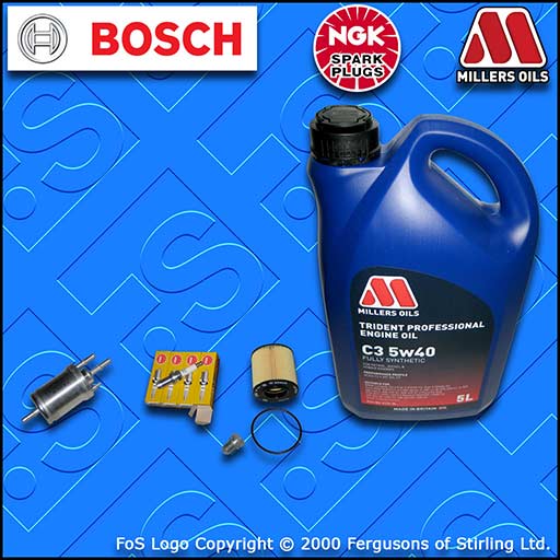 SERVICE KIT for AUDI A3 (8P) 1.6 FSI OIL FUEL FILTER PLUGS +5w40 OIL (2003-2007)