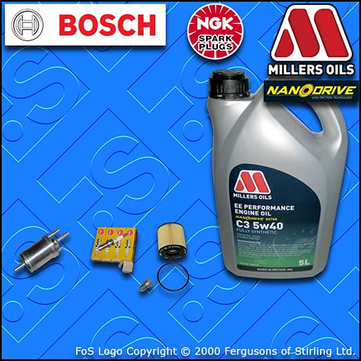 SERVICE KIT for AUDI A3 (8P) 1.6 FSI OIL FUEL FILTER PLUGS +5w40 OIL (2003-2007)