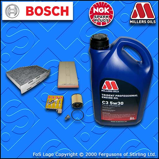 SERVICE KIT for AUDI A3 (8P) 1.6 FSI OIL AIR CABIN FILTER PLUGS +OIL (2003-2007)