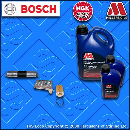 SERVICE KIT for BMW Z3 3.0 OIL FUEL FILTERS SPARK PLUGS +5w30 LL OIL (2000-2002)