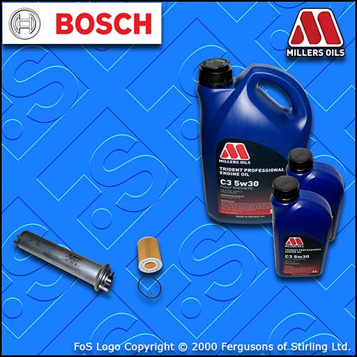 SERVICE KIT for BMW 5 SERIES (E39) 530i OIL FUEL FILTER +5w30 LL OIL (2000-2003)