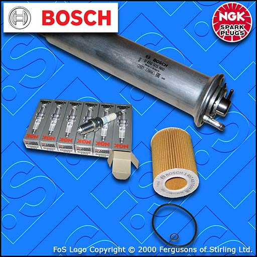 SERVICE KIT for BMW 5 SERIES (E39) 530i BOSCH OIL FUEL FILTERS PLUGS (2000-2003)