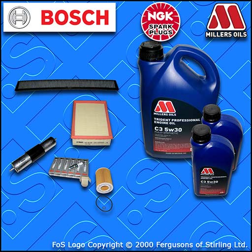 SERVICE KIT BMW 3 SERIES E46 323I OIL AIR FUEL CABIN FILTER PLUGS +OIL 1998-2000