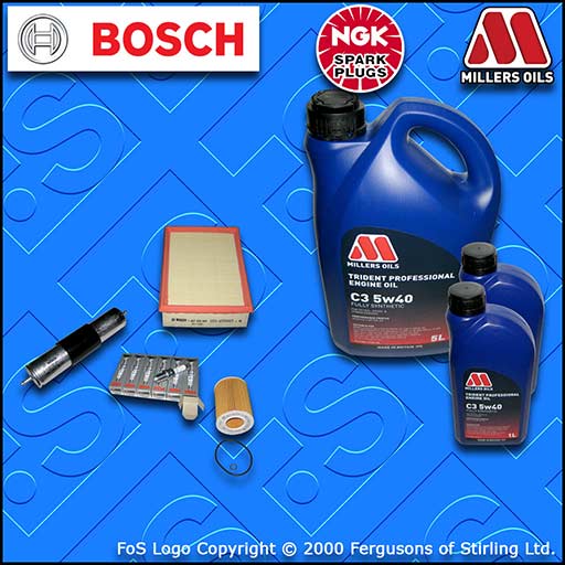 SERVICE KIT for BMW Z3 2.0 OIL AIR FUEL FILTERS PLUGS +5w40 LL OIL (1999-2000)