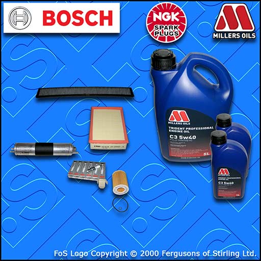 SERVICE KIT BMW 3 SERIES E46 330I OIL AIR FUEL CABIN FILTER PLUGS +OIL 2000-2007