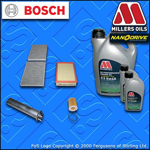 SERVICE KIT for BMW 5 SERIES (E39) 530i OIL AIR FUEL CABIN FILTER +OIL 2000-2003