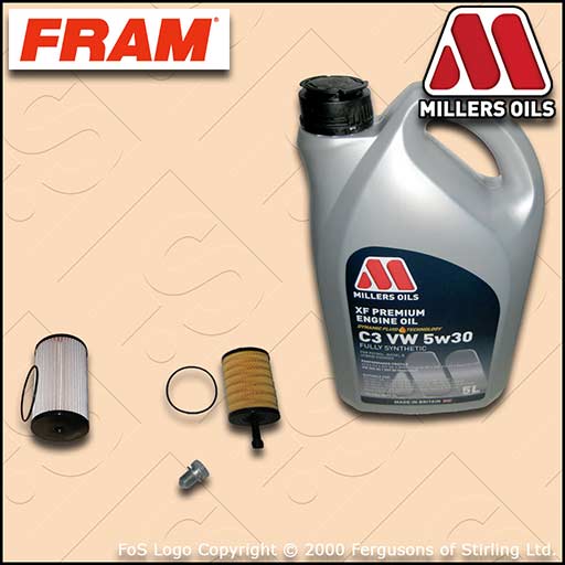 SERVICE KIT for AUDI A3 (8P) 1.9 TDI FRAM OIL FUEL FILTERS with OIL (2005-2009)