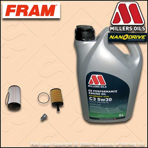 SERVICE KIT for AUDI A3 (8P) 2.0 TDI FRAM OIL FUEL FILTERS with OIL (2005-2010)