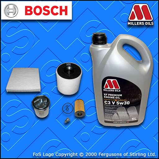 SERVICE KIT AUDI A1 1.6 TDI CAYB CAYC OIL AIR FUEL CABIN FILTER +OIL (2012-2015)