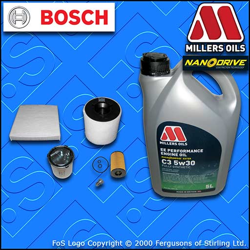 SERVICE KIT AUDI A1 1.6 TDI CAYB CAYC OIL AIR FUEL CABIN FILTER +OIL (2012-2015)