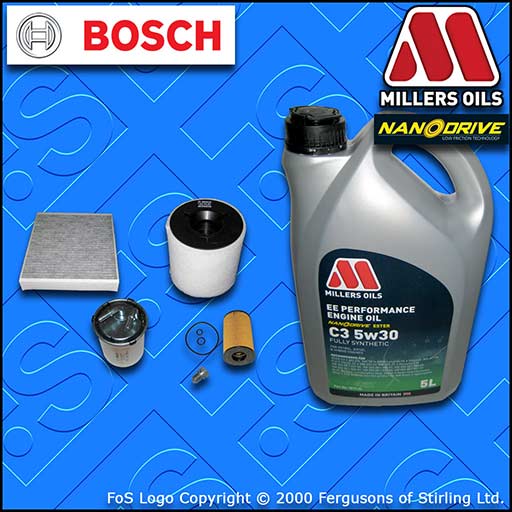SERVICE KIT AUDI A1 1.6 TDI CAYB CAYC OIL AIR FUEL CABIN FILTER +OIL (2012-2015)