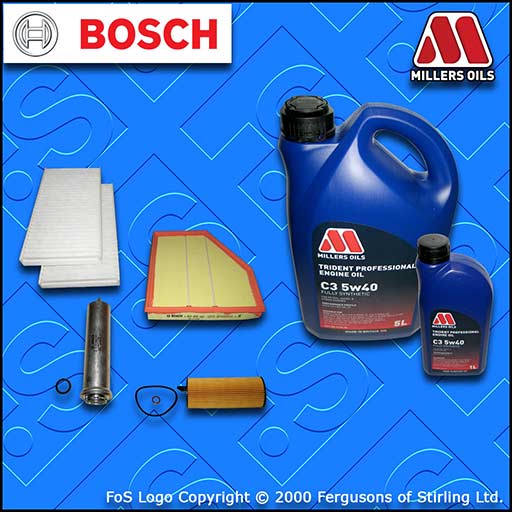 SERVICE KIT BMW 5 SERIES 520D E60 E61 N47 OIL AIR FUEL CABIN FILTER +OIL (06-10)