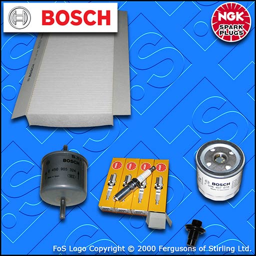 SERVICE KIT for FORD PUMA 1.4 BOSCH OIL FUEL CABIN FILTERS NGK PLUGS (1997-2000)