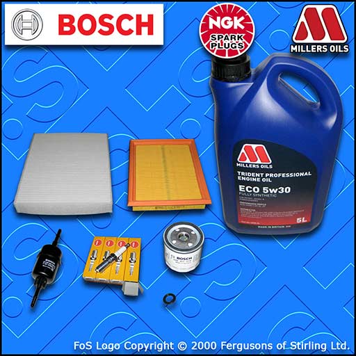 SERVICE KIT FORD FIESTA MK6 1.25 16V OIL AIR FUEL CABIN FILTERS PLUGS +OIL 02-08