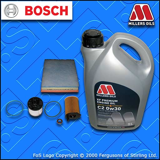 SERVICE KIT for DS DS3 1.6 BLUEHDI OIL AIR FUEL FILTERS SPW+0w30 OIL (2015-2019)