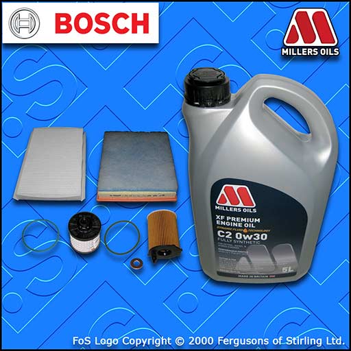 SERVICE KIT for DS DS4 1.6 BLUEHDI OIL AIR FUEL CABIN FILTER +C2 OIL (2015-2019)