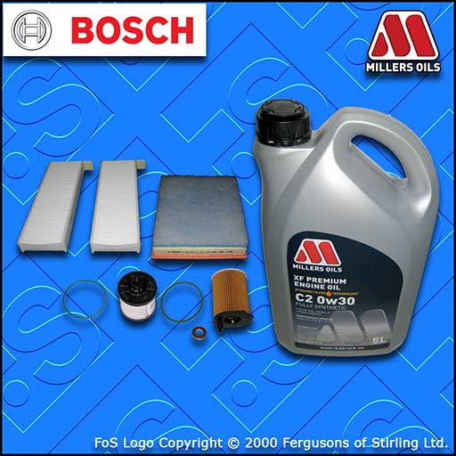 SERVICE KIT for DS DS5 1.6 BLUEHDI OIL AIR FUEL CABIN FILTER +C2 OIL (2015-2019)