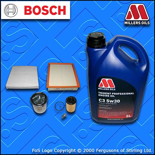 SERVICE KIT for AUDI A1 1.6 TDI CXMA OIL AIR FUEL CABIN FILTER +OIL (2014-2018)