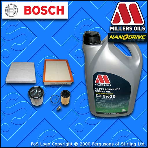 SERVICE KIT for AUDI A1 1.6 TDI CXMA OIL AIR FUEL CABIN FILTER +OIL (2014-2018)